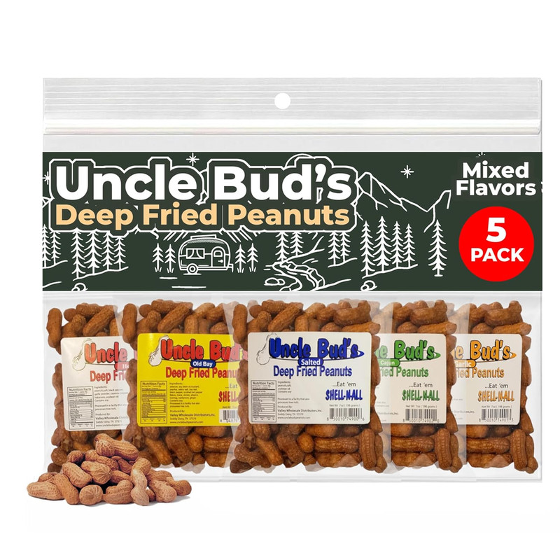 Uncle Buds Deep Fried Peanuts In Shell 5 Pack, Peanuts Individual Packs Salted