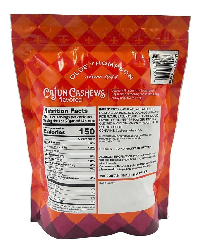 2-PACK Olde Thompson Cajun Cashews with crispy cracker coating 24 Oz each bag gallery