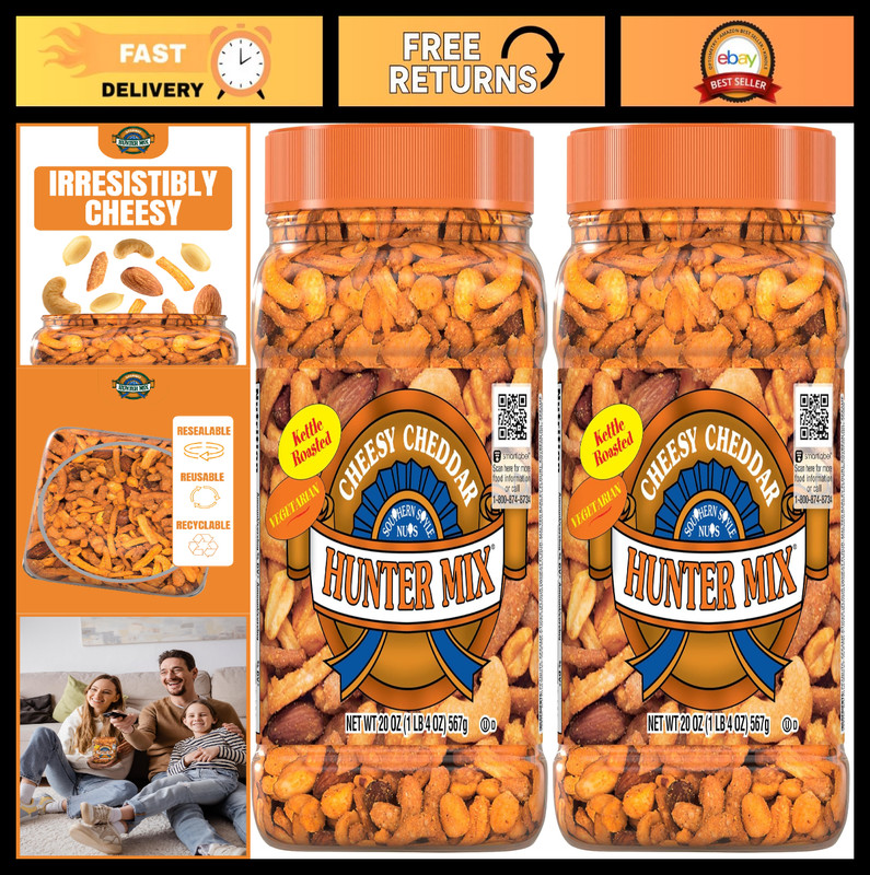Cheesy Cheddar Trail Mix - Roasted Peanuts, Almonds, Cashews & Sesame Sticks, 20
