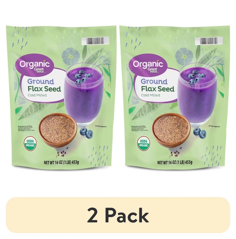 2 pack, Great Value Organic Ground Cold Milled Flax Seed, 16 oz.