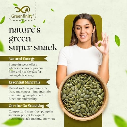 GreenFinity AAA Pumpkin Seeds 1kg 2x500g Raw Unsalted High Protein Snack gallery