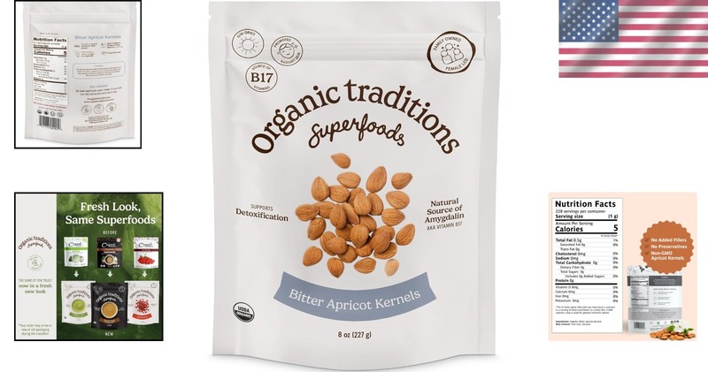 Organic Sweet & Bitter Raw Apricot Kernel Seeds- 8oz gallery
