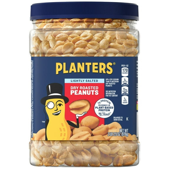 Planters Lightly Salted Dry Roasted Peanuts 2.16lb Canister Party Snacks Plant P gallery