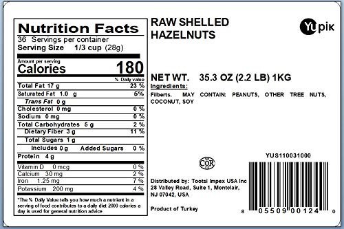 Raw Hazelnuts, 2.2 Lb (35.2 Oz), Gluten-Free, Kosher, Filberts, Whole Nuts with gallery