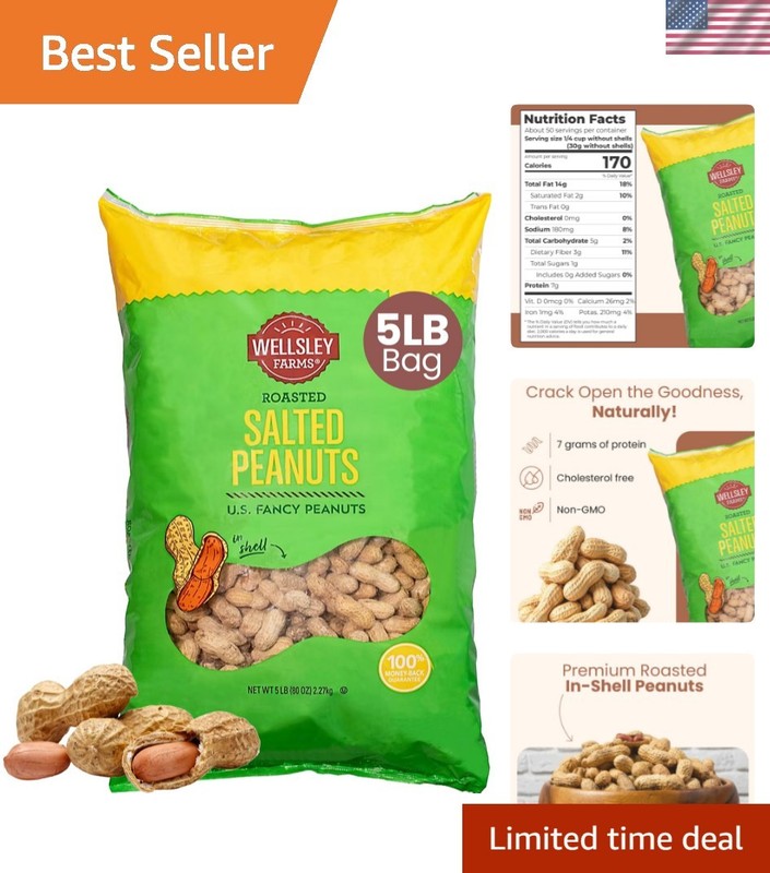 Roasted & Salted In-Shell Peanuts – Wholesome 5 lb Snack Bag for Every Occasion