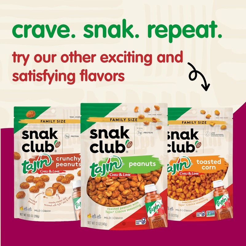 Snak Club Tajin Fiesta Snack Mix, Chili & Lime Flavored Peanuts, Pepitas & Corn, gallery