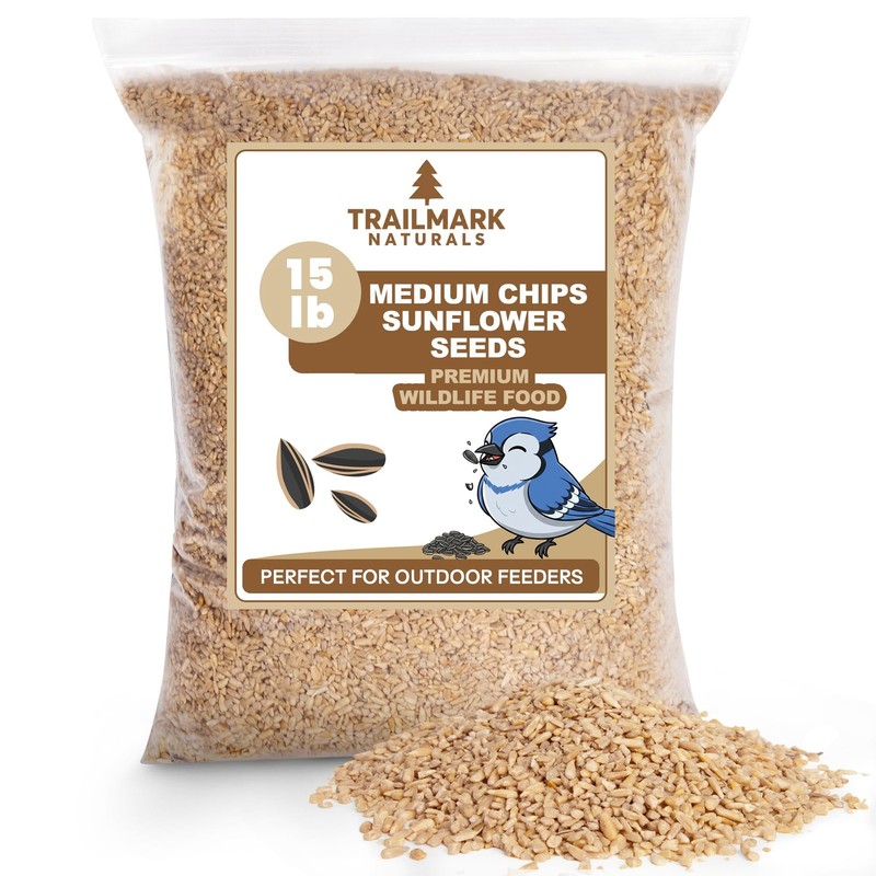 Trailmark Naturals 15 LB Medium Sunflower Chips, Shelled Seeds for Birds – Pr…