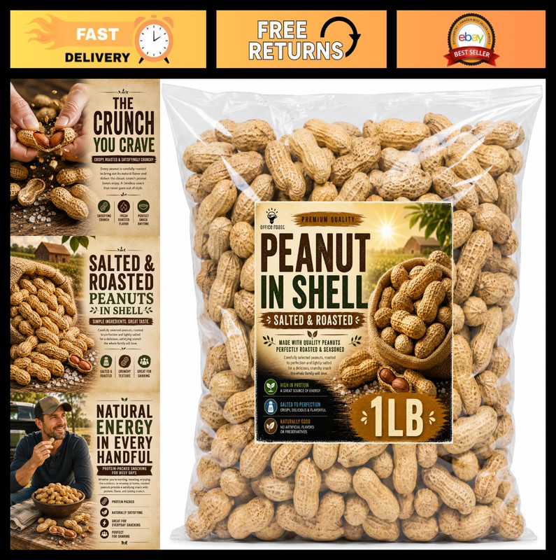 Roasted & Salted Peanuts in Shell – 1 LB Bulk Pack | Healthy Snack, Perfect for