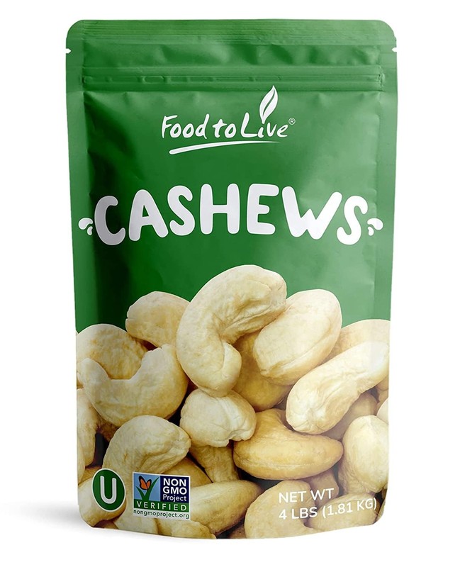Raw Cashews Whole 4 Pounds Unsalted Unroasted W320 Vegan Kosher Bulk