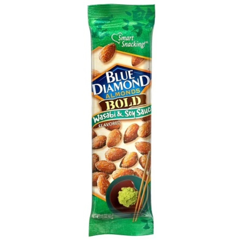 3x Blue Diamond Almonds Wasabi & Soy Sauce Bold Flavor Snack Nut Bags New 1.5oz