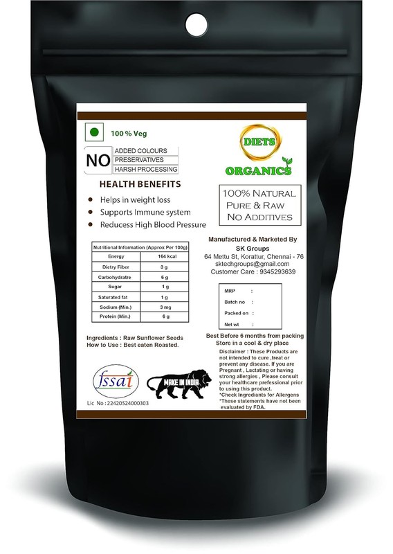 Diets Organics Raw Sunflower Seeds 500gm gallery