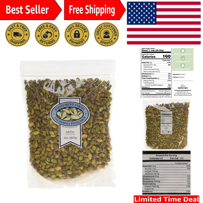 California Grown 2lb Unsalted Pistachio Kernels – Perfect Healthy Treat