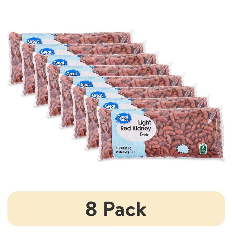 Light Red Kidney Beans 8 Pack of 1 Pound Bags Dried Beans All Natural Pantry