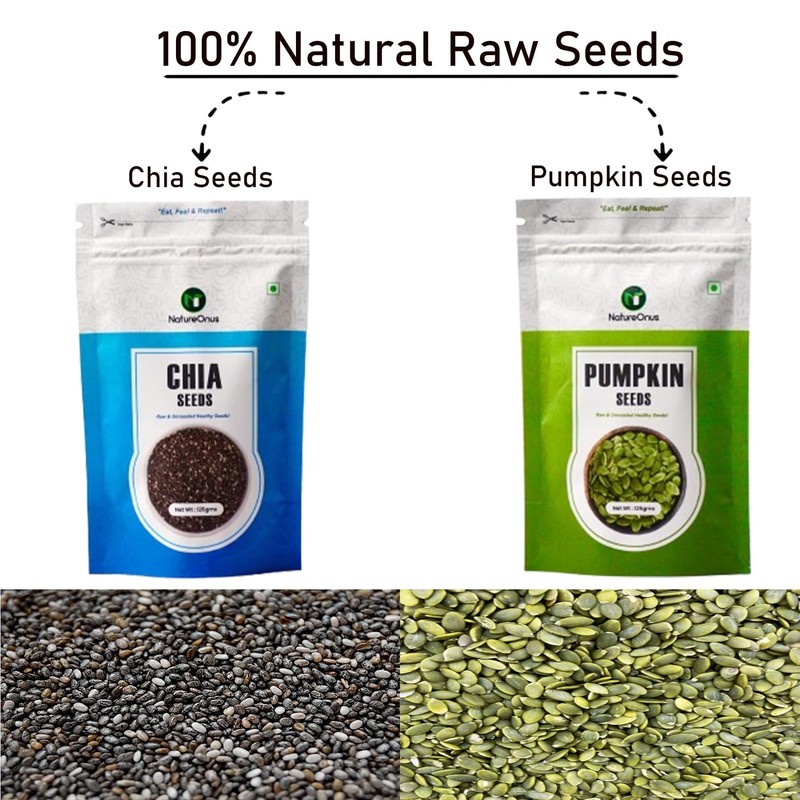 NatureOnus Raw Seeds Combo | Chia Pumpkin Flax & Sunflower | 500g gallery