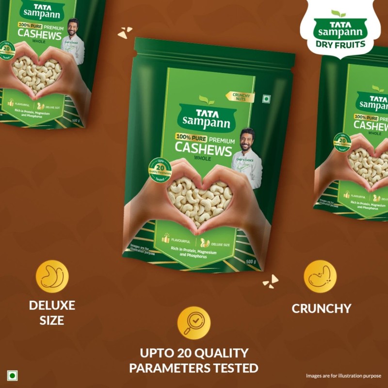 Tata Sampann Pure Cashews 500g | Whole Kaju Nuts | High Protein & Magnesium Rich gallery
