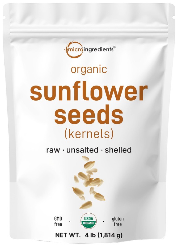 Organic Sunflower Seeds, 4lbs | Raw, Unsalted, & Shelled – Whole Kernels | Lo…