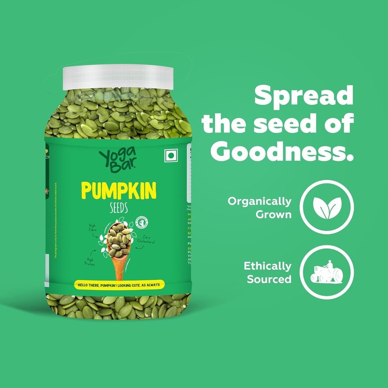 Yogabar Pumpkin Seeds 500g | Raw, Unroasted Superfood | Fiber & Protein gallery