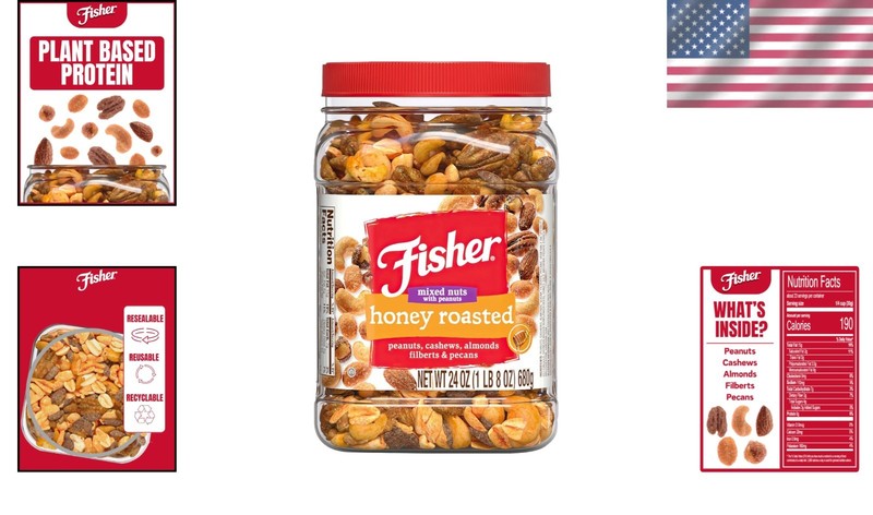 Fisher Mixed Nuts with Peanuts, 24 oz Canister^*- gallery