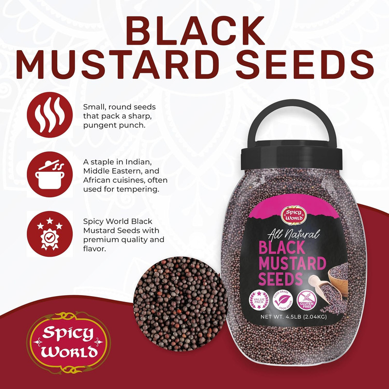Black Mustard Seeds Whole 4.5 LB Bulk Jar - All Natural, Gluten Free, 100% Pure, gallery