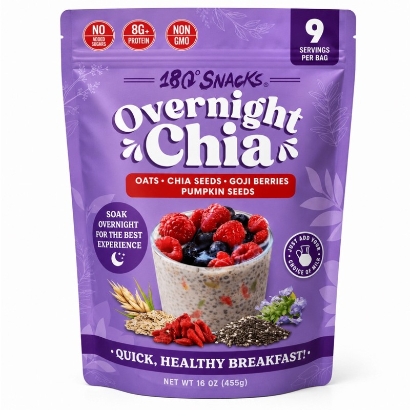 180° Snacks Overnight Chia Breakfast Mix – Ready-to-Soak Chia Oat Mix, 9 Serving gallery