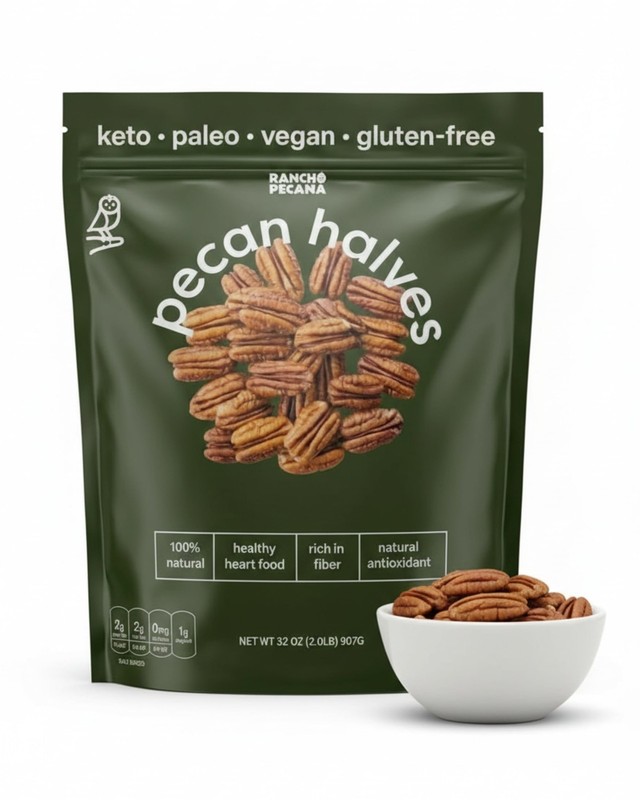 Natural Pecan Halves, 2 LB, Grain Free, Gluten Free, Vegan Snack – Healthy Snack