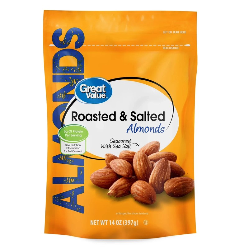 Great Value Oil Roasted Lightly Salted Almonds, 14 oz