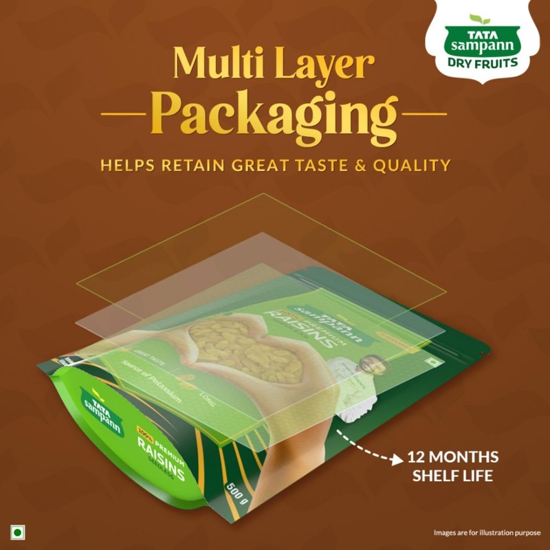 Tata Sampann Green Raisins 500g | Seedless Kishmish | Premium Dry Fruits Pack gallery