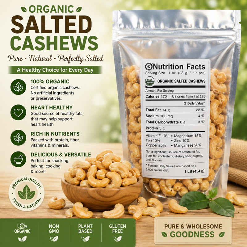 Cashews Roasted Salted Delicious!  Whole and halves Kernels Choose Qty