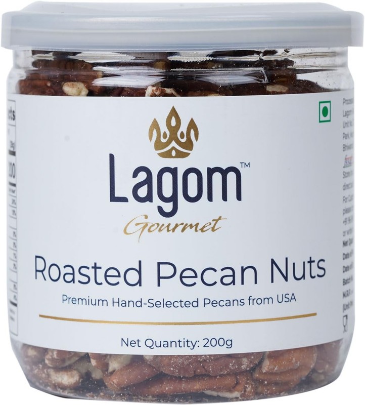 Lagom Gourmet Roasted Pecan Nuts 250g | No Salt Dry Roasted | Healthy Dry Fruits