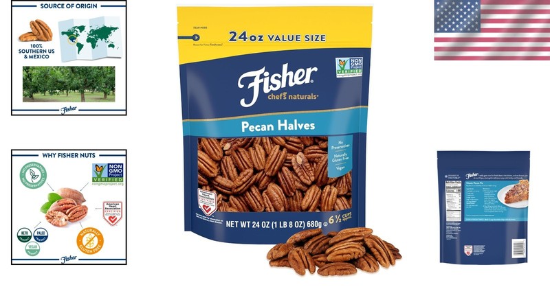 Nutritious 24 oz Resealable Pecan Halves - Ideal for Snacks & Recipes gallery