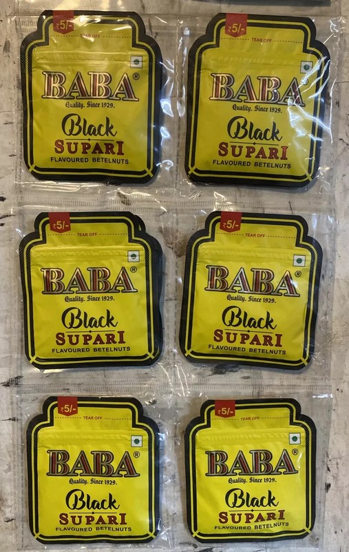🌿 BABA Black Supari | Flavored Betelnuts | Mouth Freshener | 3.5g x 12 Packs |