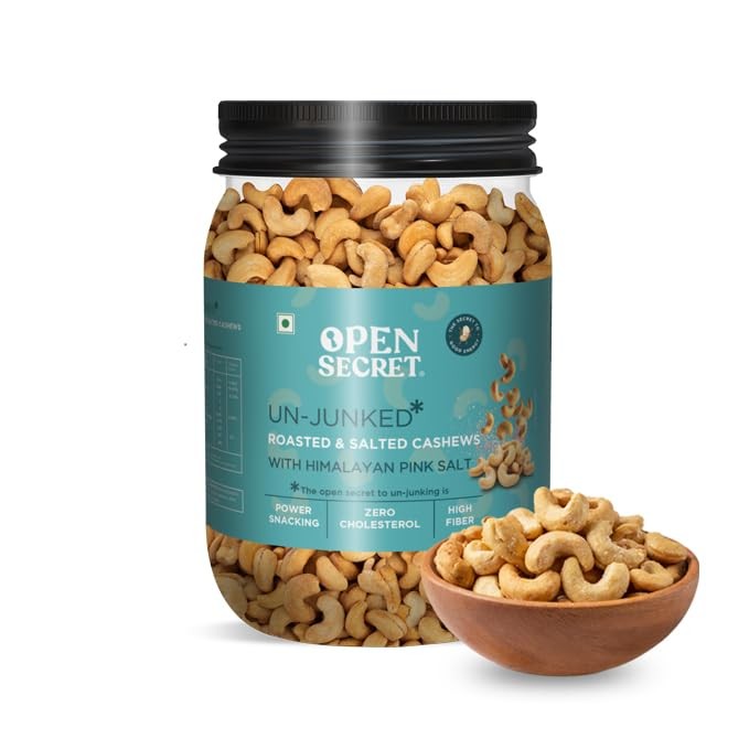 Open Secret Roasted Salted Cashews 1kg |Premium Crunchy Kaju Dry Fruits Snack Pk