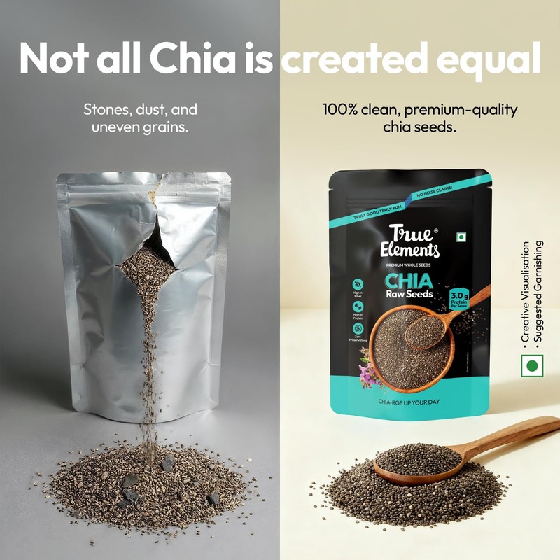 True Elements Chia Seeds 150g | Non-GMO Omega-3 Seeds | Healthy Snacks & Diet gallery