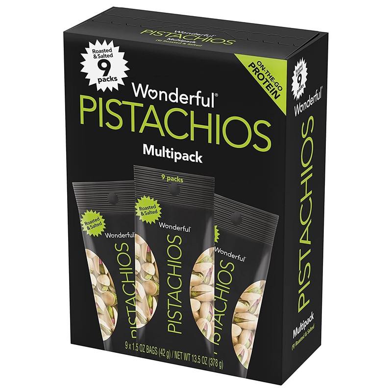 Wonderful Pistachios, Roasted and Salted Nuts, 1.5 Ounce Bag (Pack of 9)