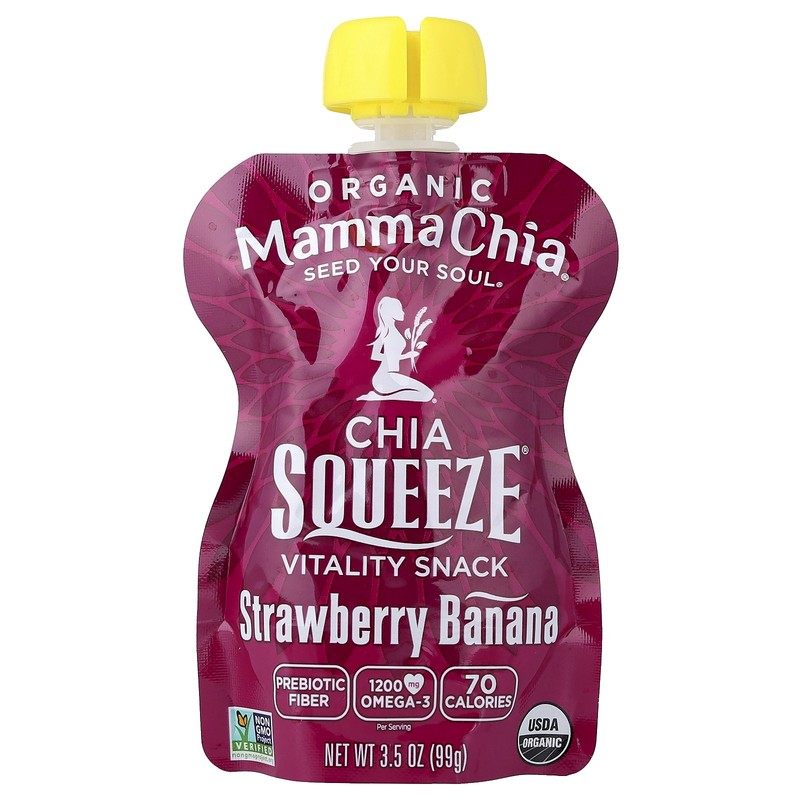 Organic Chia Squeeze Vitality Snack, Strawberry Banana, 4 Pack, 3.5 oz (99 g) gallery