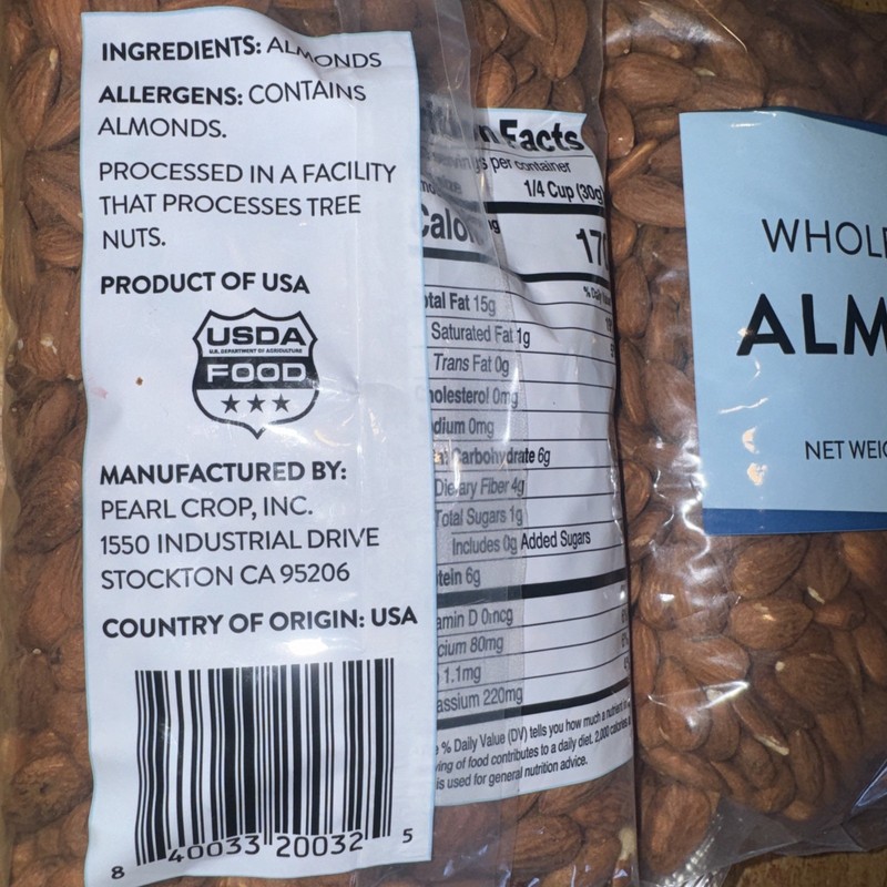 Lot Of 2 - Whole Shelled ALMONDS - Total 4 Pounds -Vegan All Natural gallery