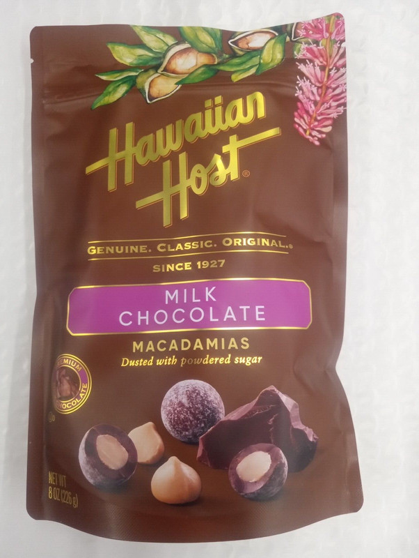 Hawaiian Host MILK CHOCOLATE MACADAMIA NUTS 8oz. BEST PRICES From Hilo