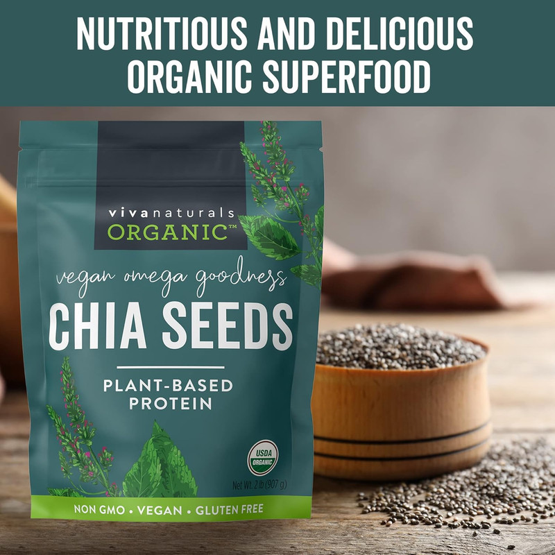 Organic Chia Seeds, 2 Lb, 32 Oz – Plant-Based Omega-3 and Vegan Protein, Gluten gallery