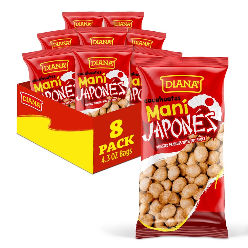 Diana Maní Japonés Japanese-Style Seasoned Roasted Peanuts, 4.3 Oz (Pack of 8)