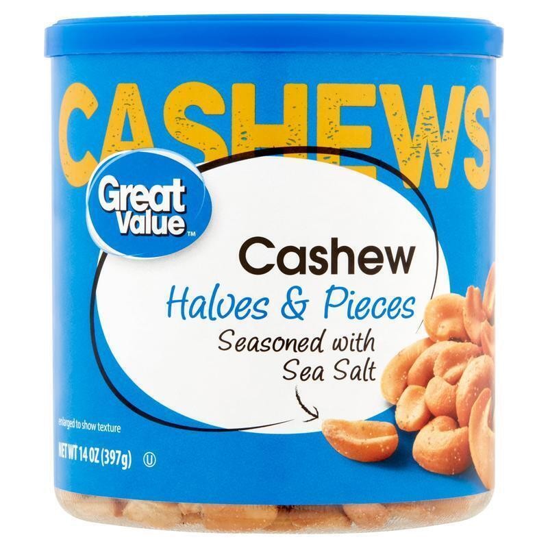 Cashew Halves and Pieces, Seasoned with Sea Salt, Daily Snack, 14 Oz