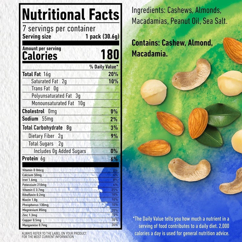 PLANTERS NUT-rition Nut Mix – Cashews/Almonds/Macadamias, 7 Individual Pouches gallery