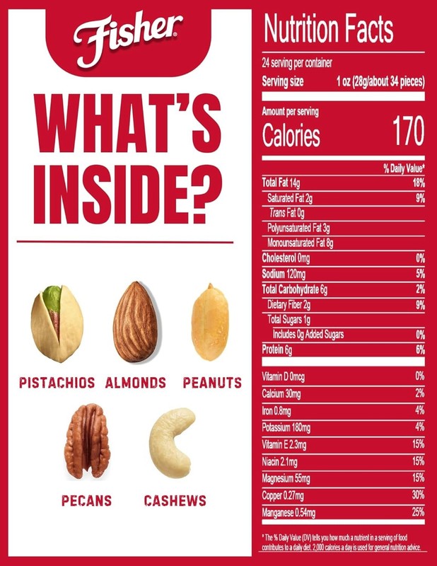 Fisher Mixed Nuts with Peanuts, 24 oz - Guilt-Free Snack gallery