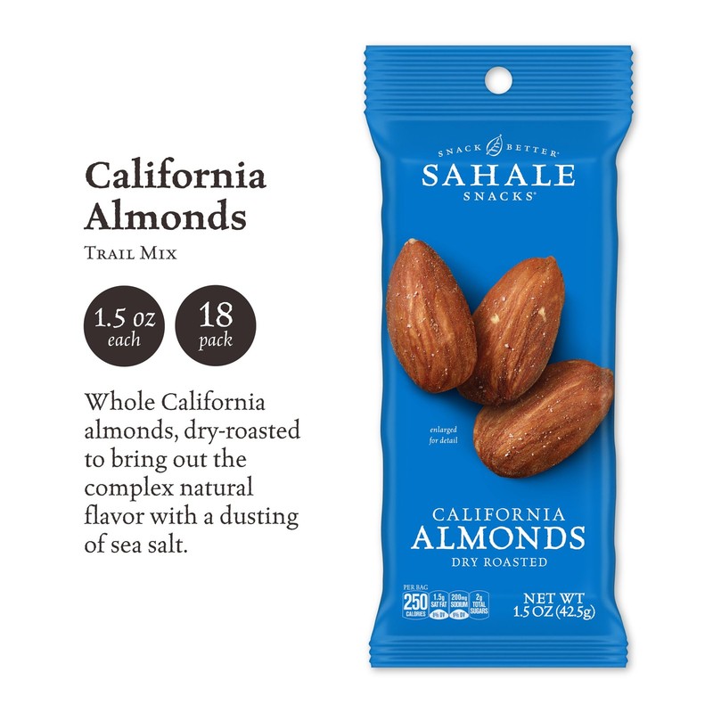 Sahale Snacks California Dry Roasted Almonds, 1.5 oz Grab & Go Bags 18 Packs ... gallery