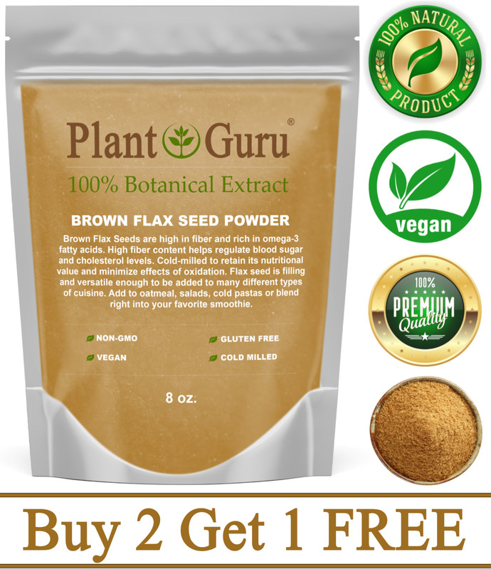 Brown Flax Seed Powder 8 oz. Omega-3 NON GMO 100% Pure Flaxseed Ground Meal Bulk