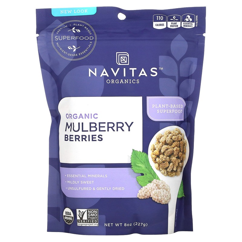Navitas Organics Organic Mulberry Berries 8 oz 227 g B Corp, BPA-Free,
