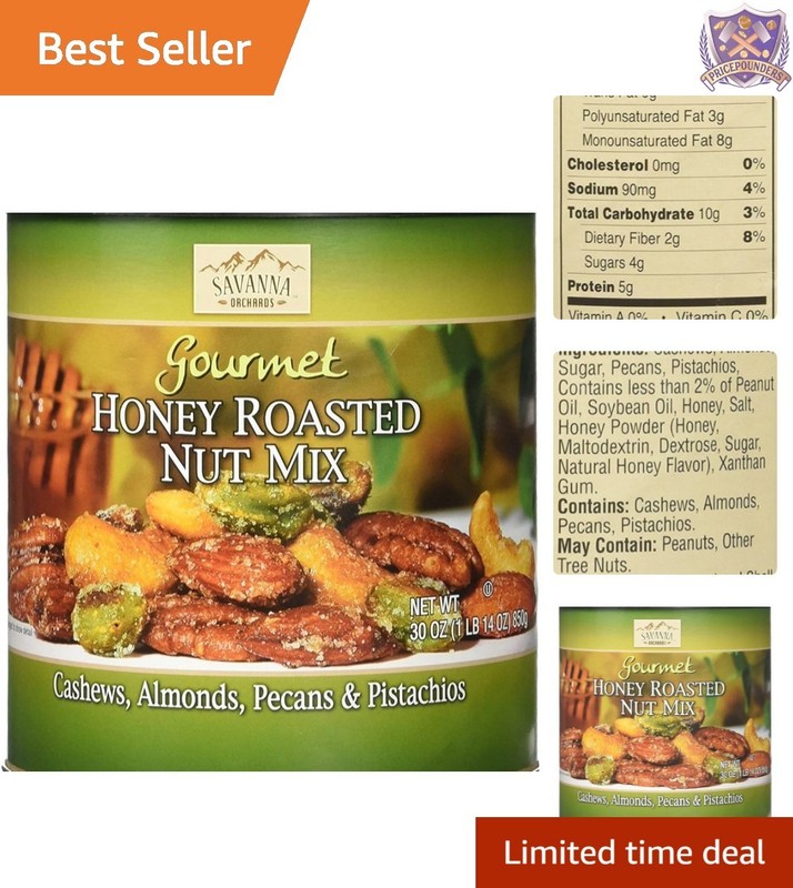 Gourmet Honey Roasted Nut Mix 30oz Cashews Almonds Pecans Pistachios Snack