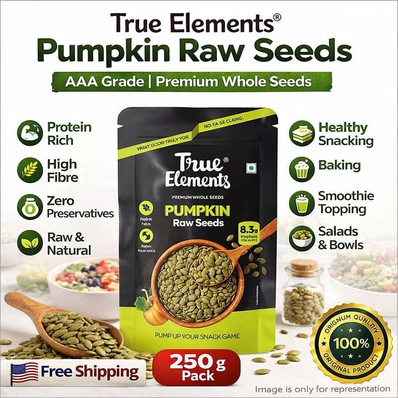 True Elements Pumpkin Seeds 250g AAA Grade Raw Protein Rich Healthy Snack