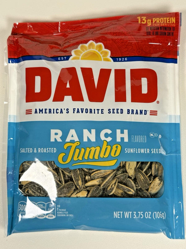 David Jumbo Ranch Sunflower Seeds 3.75 oz Bag | Flavored Seeds