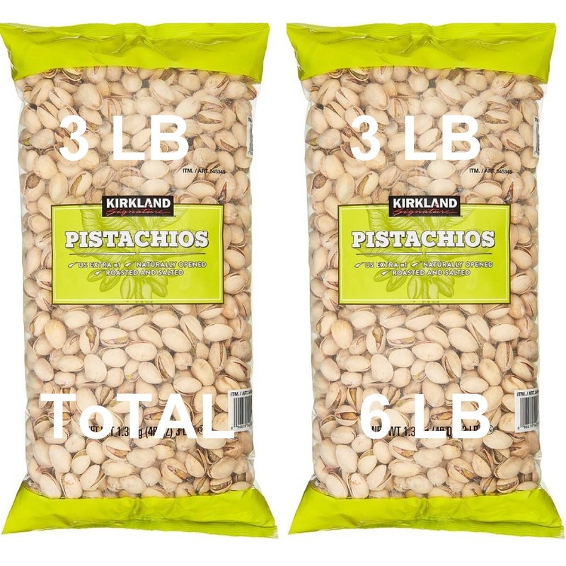 545345, 2Bag/6LB Kirkland, California Dry Roasted & Salted In-Shell Pistachio