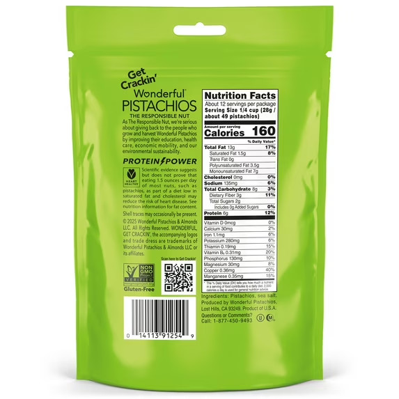 Wonderful Pistachios, No Shells Roasted & Salted Pistachios, 12 Ounce Bag gallery